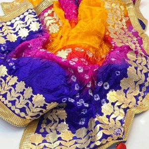 Rangamaiz - Multi Colors Chunri Silk Gota Patti Dopatta