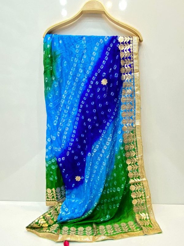 Rangamaiz - Multi Colors Chunri Silk Gota Patti Dopatta - Image 3
