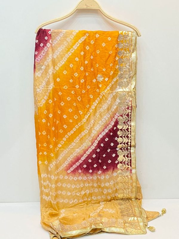 Rangamaiz - Multi Colors Chunri Silk Gota Patti Dopatta - Image 2