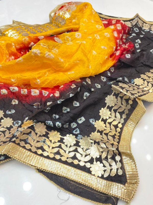 Rangamaiz - Multi Colors Chunri Silk Gota Patti Dopatta - Image 6