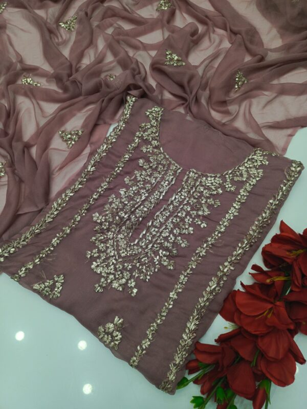 Chamak - LCD Gota Suit Kurta Style Soft Chiffon 2pc Unstitched - Image 12