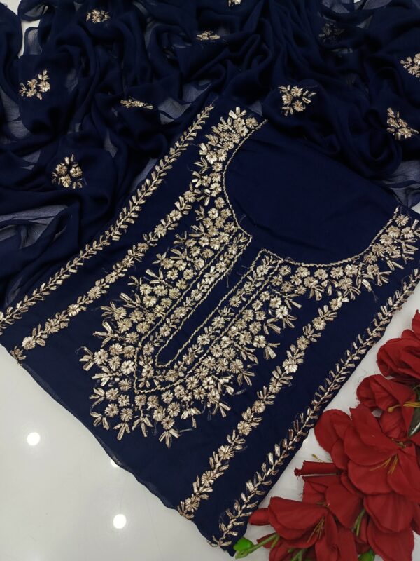 Chamak - LCD Gota Suit Kurta Style Soft Chiffon 2pc Unstitched - Image 10