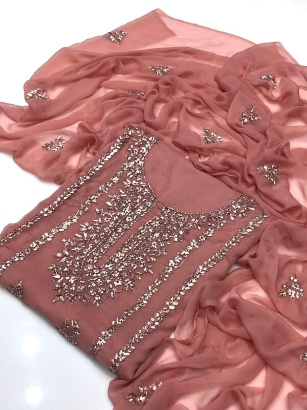 Chamak - LCD Gota Suit Kurta Style Soft Chiffon 2pc Unstitched - Image 9