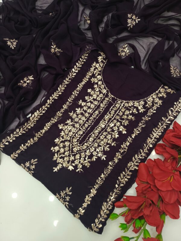 Chamak - LCD Gota Suit Kurta Style Soft Chiffon 2pc Unstitched - Image 8