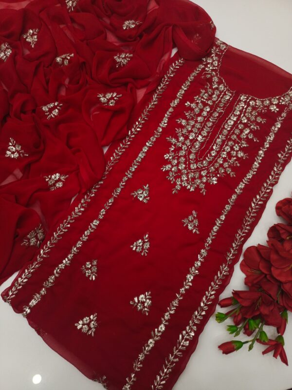 Chamak - LCD Gota Suit Kurta Style Soft Chiffon 2pc Unstitched - Image 7