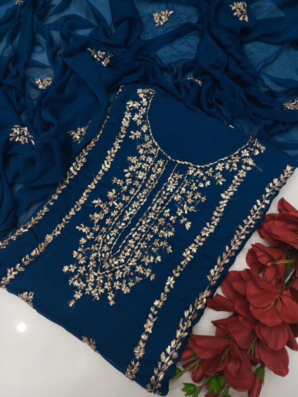 Chamak - LCD Gota Suit Kurta Style Soft Chiffon 2pc Unstitched - Image 3