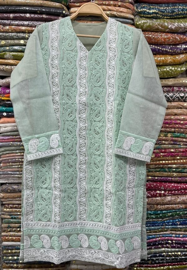 Pure Khaddi Net Shirt with Chikenkari Work for Summer (Stitched) - Image 4