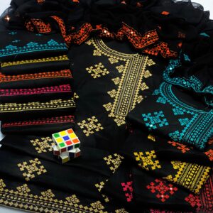 Beautiful Sindhi Embroidery Lawn Cotton 3pc Suit