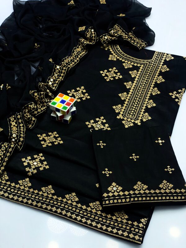 Beautiful Sindhi Embroidery Lawn Cotton 3pc Suit - Image 3