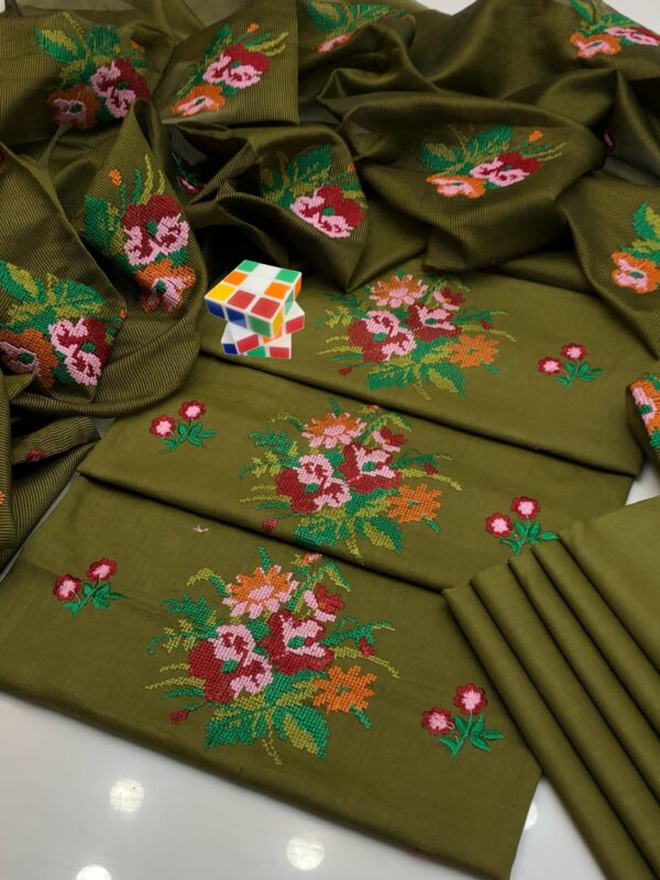 Elegant Lawn Cross Stitch Gulab Embroidery 3Pc Unstitched - Image 8