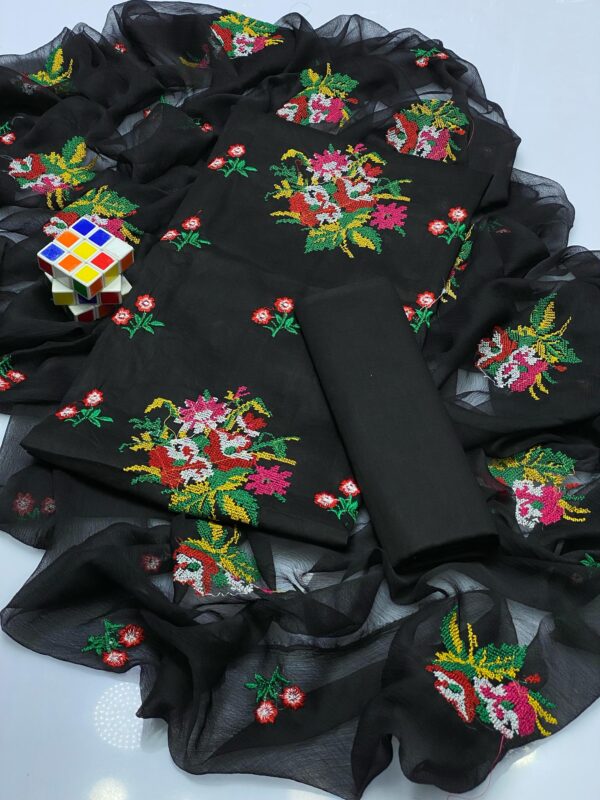 Elegant Lawn Cross Stitch Gulab Embroidery 3Pc Unstitched - Image 3