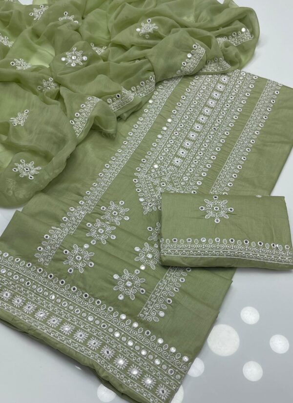 Embroidery with 9mm Foil Work Lawn 3 Pc Suit - Image 2