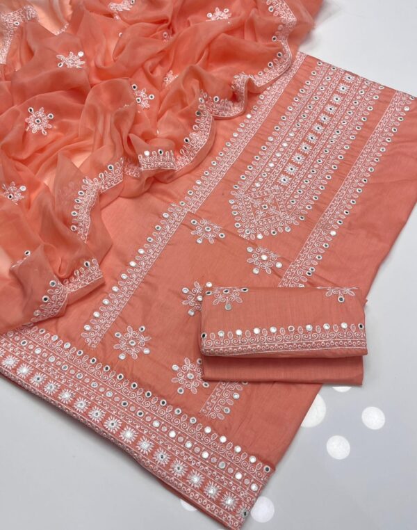 Embroidery with 9mm Foil Work Lawn 3 Pc Suit - Image 3