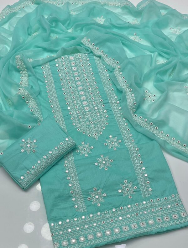 Embroidery with 9mm Foil Work Lawn 3 Pc Suit - Image 6