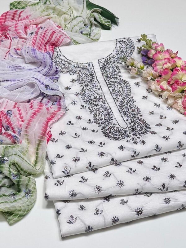 Handmade Multi Gota Kinari Work Lawn Suit with Chiffon Duppata - Image 2