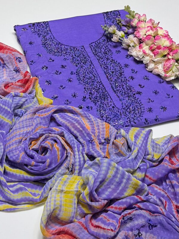 Handmade Multi Gota Kinari Work Lawn Suit with Chiffon Duppata - Image 3
