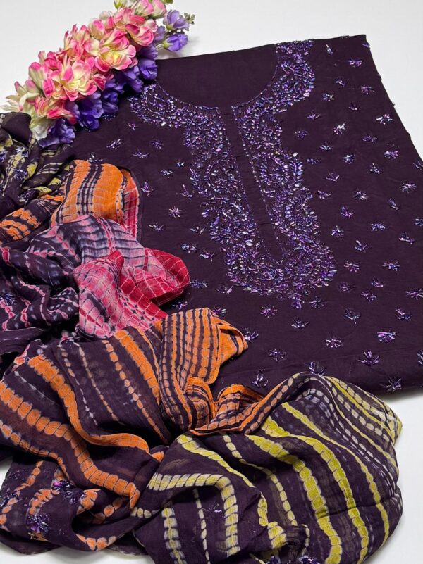 Handmade Multi Gota Kinari Work Lawn Suit with Chiffon Duppata - Image 5