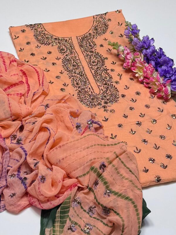 Handmade Multi Gota Kinari Work Lawn Suit with Chiffon Duppata - Image 11