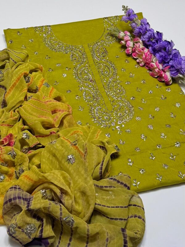 Handmade Multi Gota Kinari Work Lawn Suit with Chiffon Duppata - Image 12