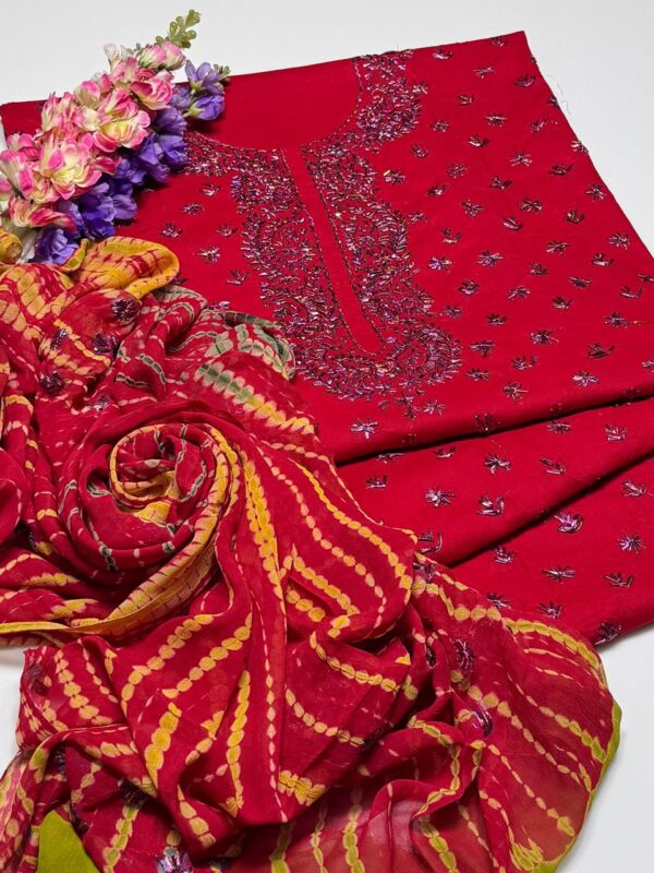 Handmade Multi Gota Kinari Work Lawn Suit with Chiffon Duppata - Image 13