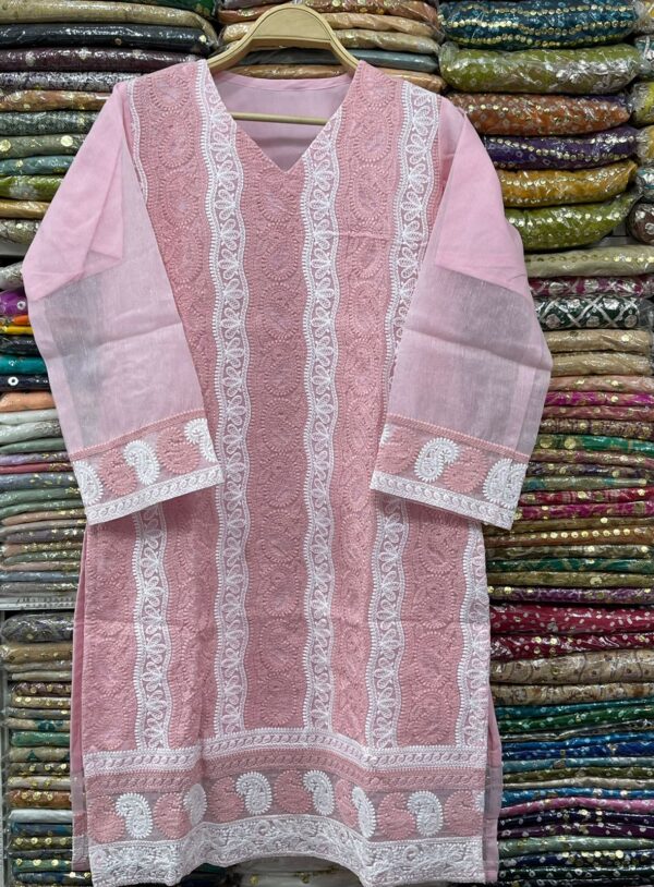 Pure Khaddi Net Shirt with Chikenkari Work for Summer (Stitched)