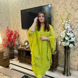 ChikanKari Shadow Mirror Embroidered Chiffon 2 Pc Unstitched