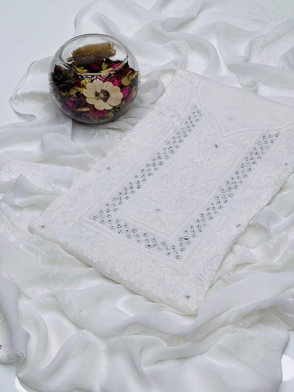 ChikanKari Shadow Mirror Embroidered Chiffon 2 Pc Unstitched - Image 6
