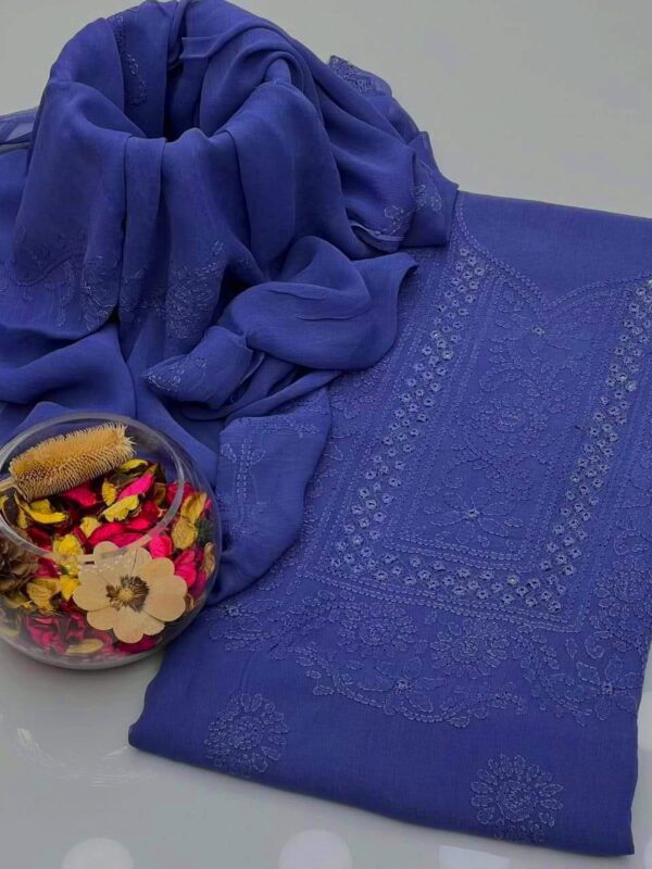 ChikanKari Shadow Mirror Embroidered Chiffon 2 Pc Unstitched - Image 7