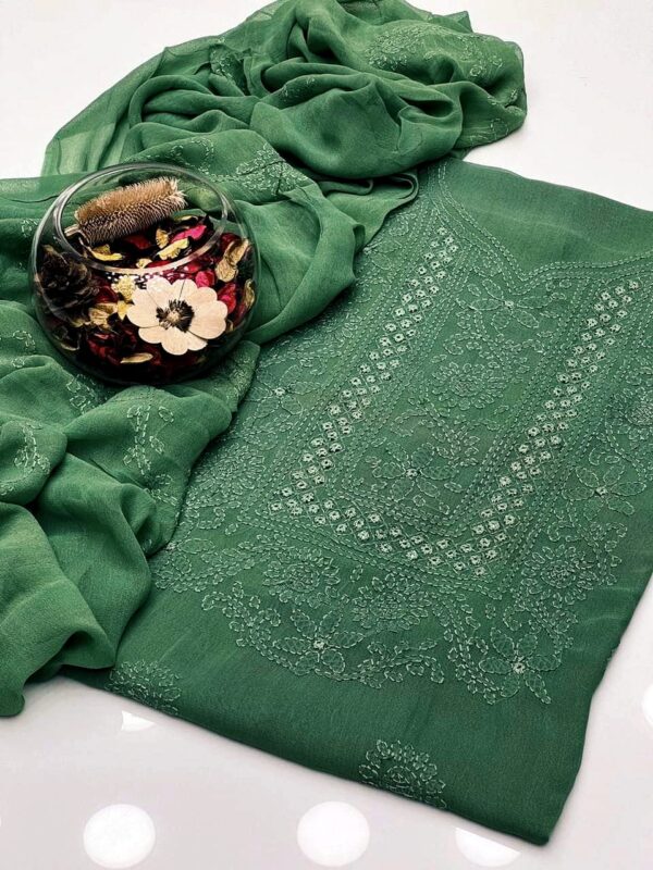 ChikanKari Shadow Mirror Embroidered Chiffon 2 Pc Unstitched - Image 8