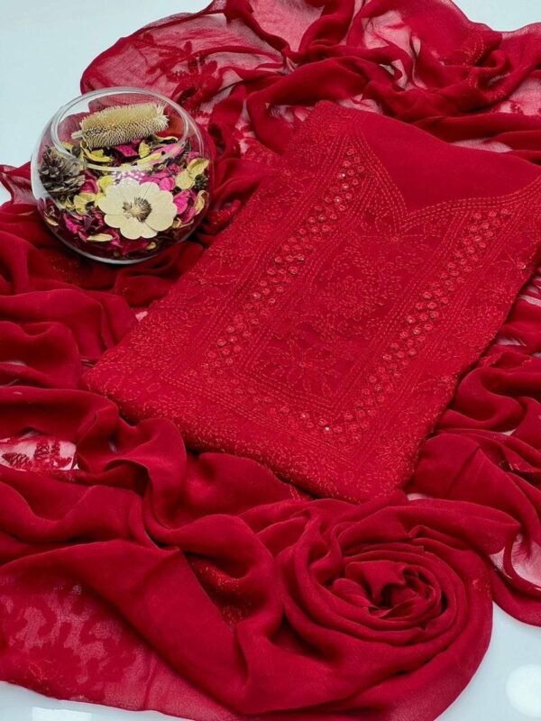 ChikanKari Shadow Mirror Embroidered Chiffon 2 Pc Unstitched - Image 11
