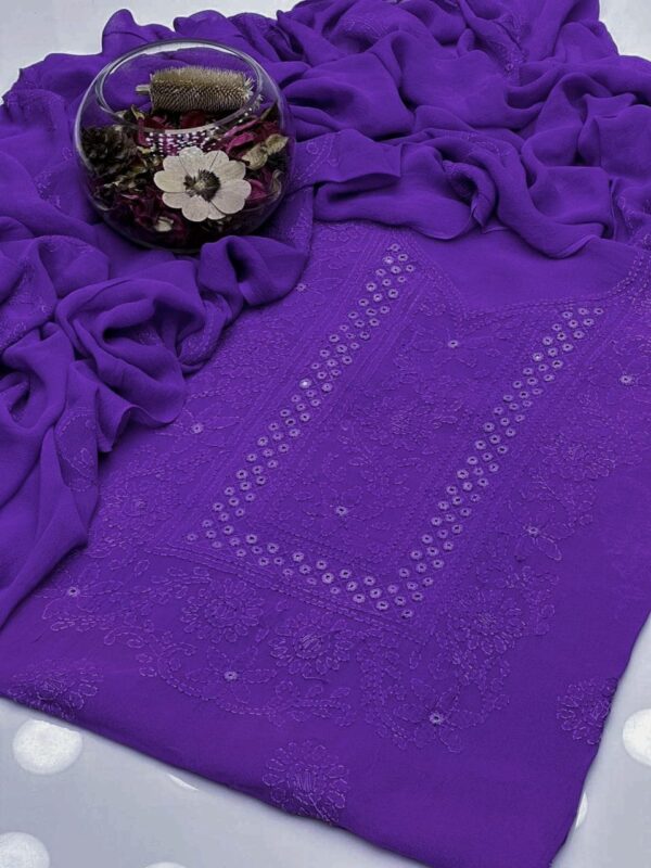 ChikanKari Shadow Mirror Embroidered Chiffon 2 Pc Unstitched - Image 12