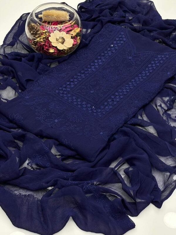 ChikanKari Shadow Mirror Embroidered Chiffon 2 Pc Unstitched - Image 14