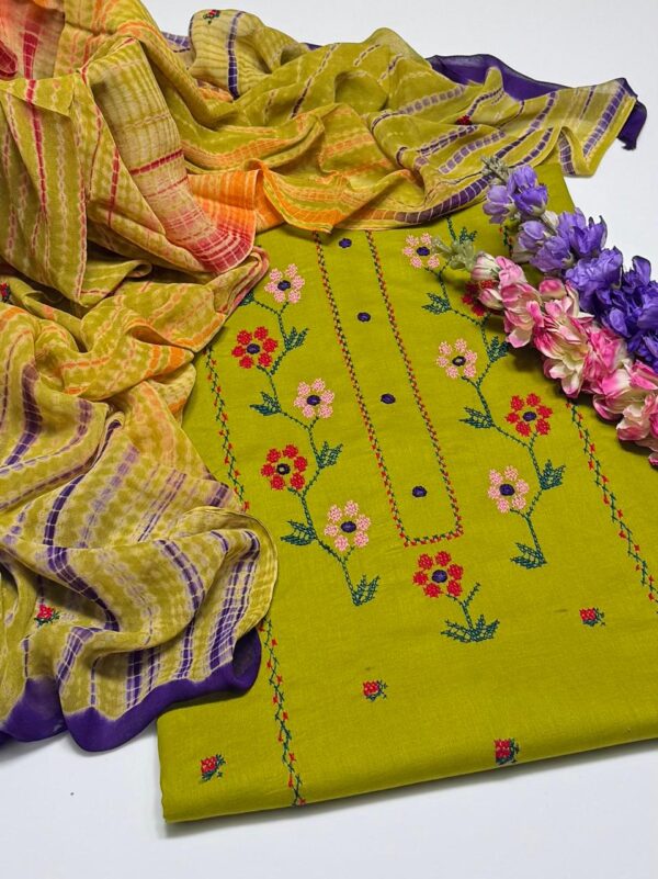 Cross Stitch Hand Embroidery Work Galla Daman Style 3 Pc Suit - Image 2