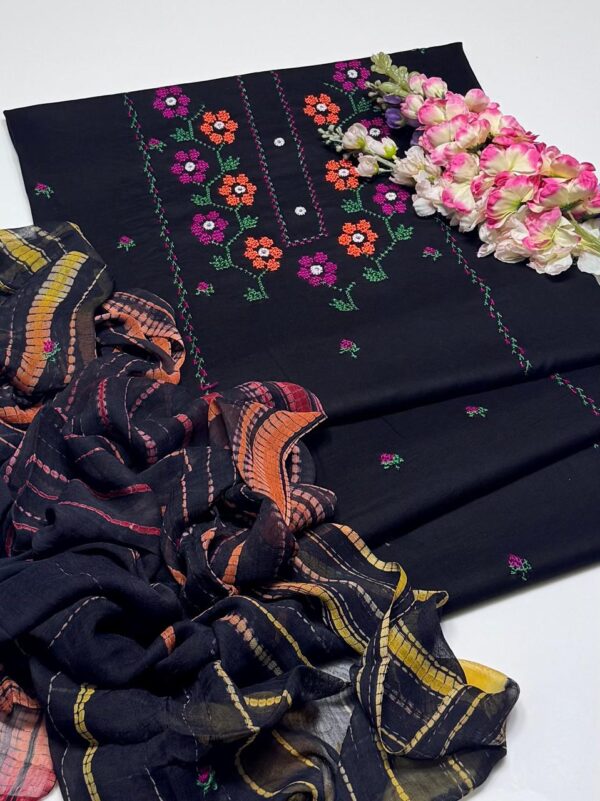 Cross Stitch Hand Embroidery Work Galla Daman Style 3 Pc Suit - Image 4