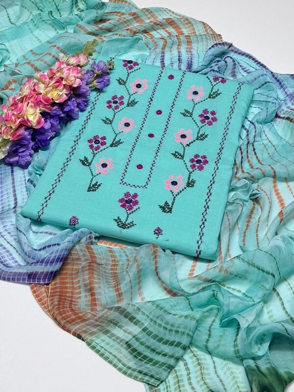 Cross Stitch Hand Embroidery Work Galla Daman Style 3 Pc Suit - Image 5