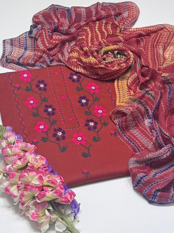 Cross Stitch Hand Embroidery Work Galla Daman Style 3 Pc Suit - Image 9