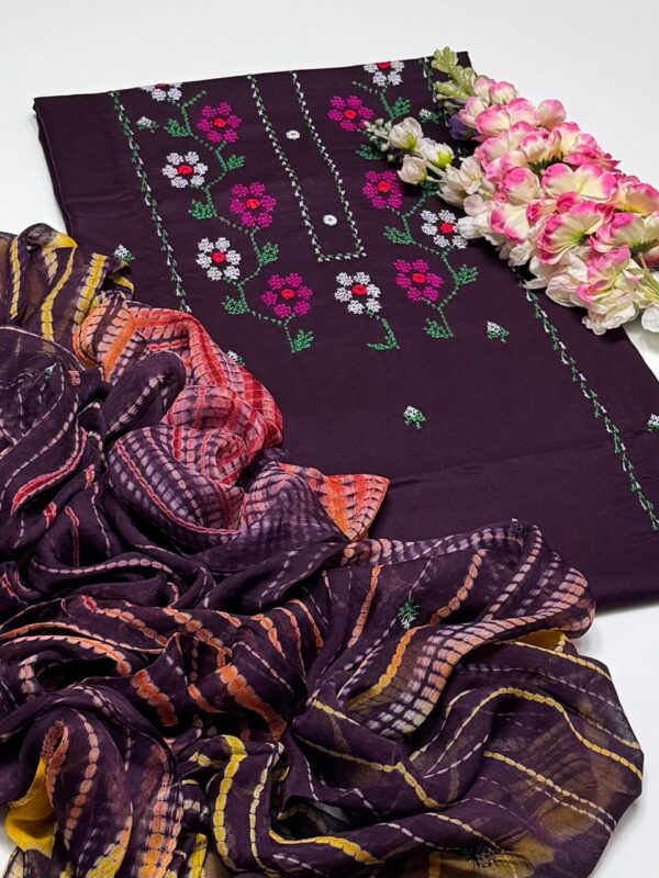 Cross Stitch Hand Embroidery Work Galla Daman Style 3 Pc Suit - Image 14