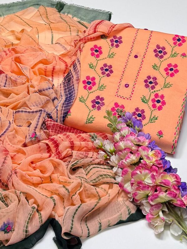 Cross Stitch Hand Embroidery Work Galla Daman Style 3 Pc Suit - Image 17