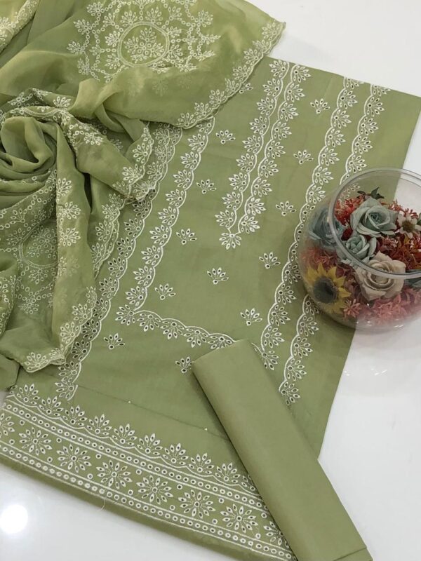 GTM Lawn Embroidered Boring Galla daman Style 3 Pc Suit - Image 6