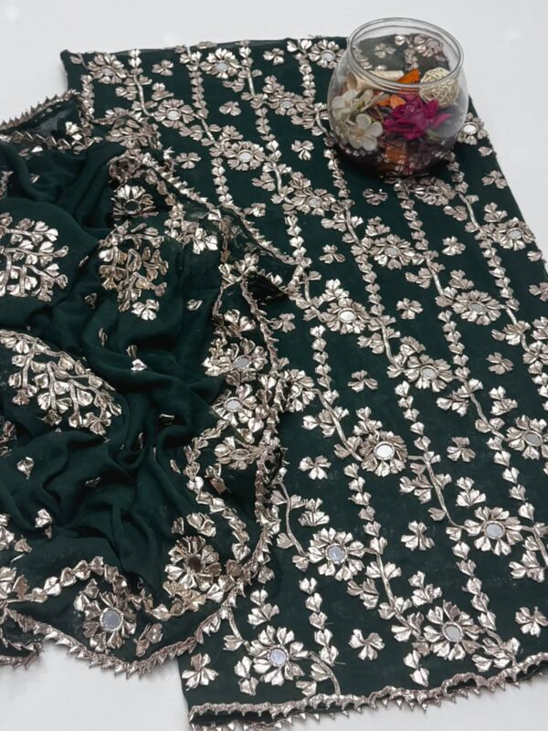 Soft Bhamber Chiffon LCD Handmade Gotta & Shesha Jaal 2 Pc Unstitched - Image 2