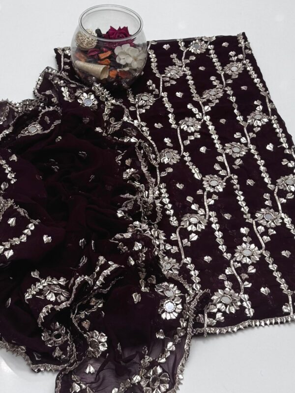 Soft Bhamber Chiffon LCD Handmade Gotta & Shesha Jaal 2 Pc Unstitched - Image 3