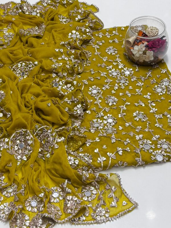 Soft Bhamber Chiffon LCD Handmade Gotta & Shesha Jaal 2 Pc Unstitched - Image 5