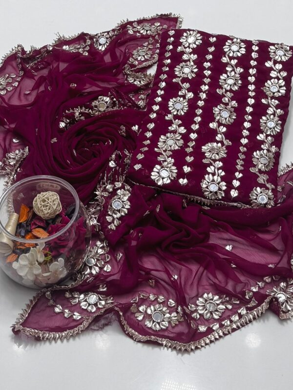 Soft Bhamber Chiffon LCD Handmade Gotta & Shesha Jaal 2 Pc Unstitched - Image 10