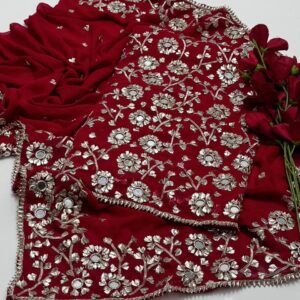 Soft Bhamber Chiffon LCD Handmade Gotta & Shesha Jaal 2 Pc Unstitched