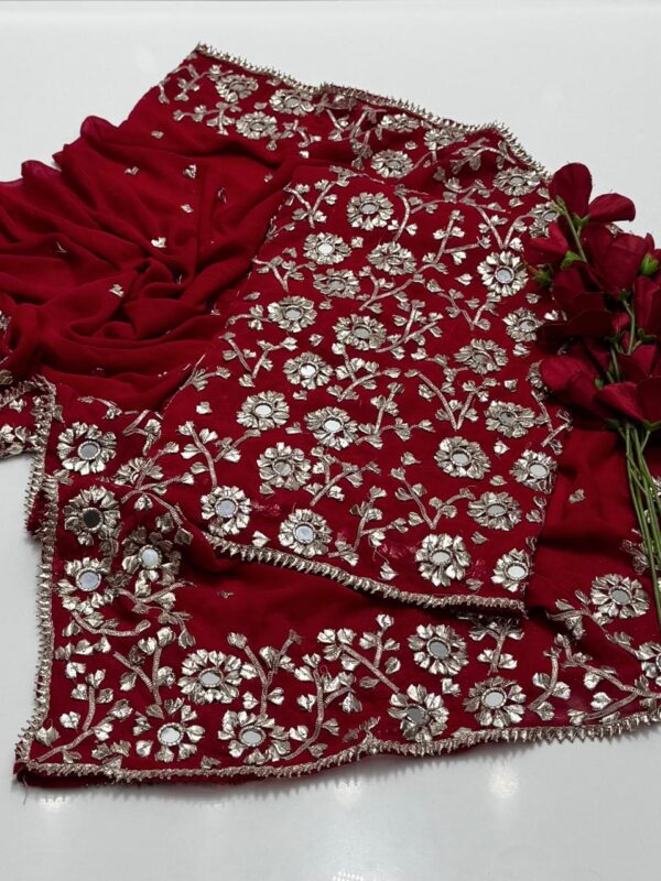 Soft Bhamber Chiffon LCD Handmade Gotta & Shesha Jaal 2 Pc Unstitched