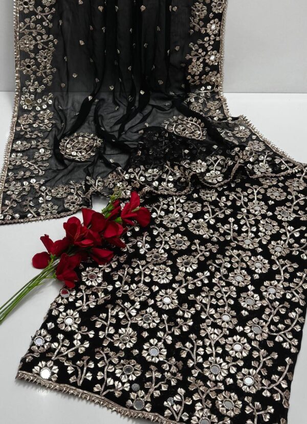 Soft Bhamber Chiffon LCD Handmade Gotta & Shesha Jaal 2 Pc Unstitched - Image 13
