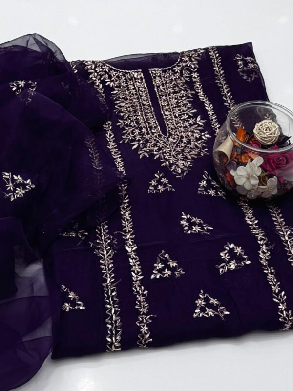 Pure Organza Gota Work 2 Pc Shirt and Dupatta Unstitched - Image 3
