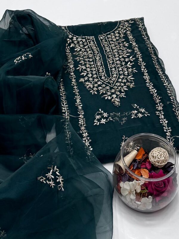 Pure Organza Gota Work 2 Pc Shirt and Dupatta Unstitched - Image 4