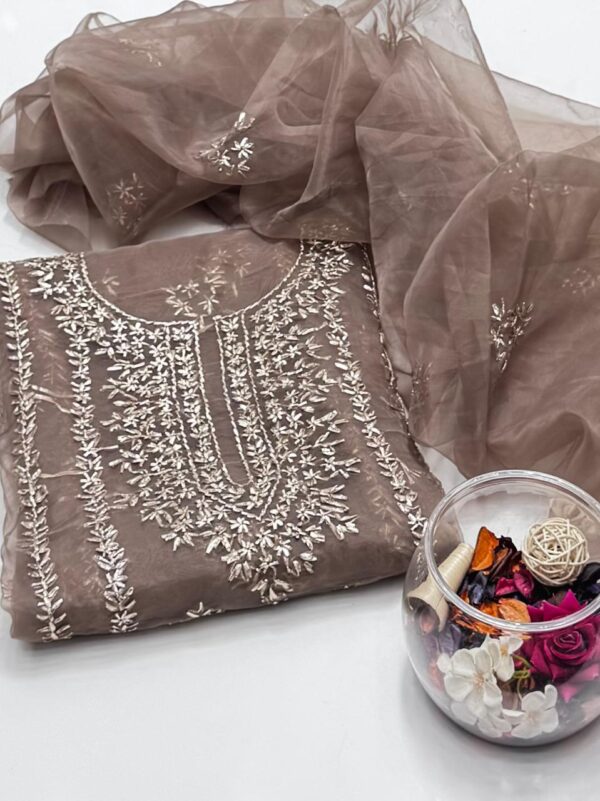 Pure Organza Gota Work 2 Pc Shirt and Dupatta Unstitched - Image 5