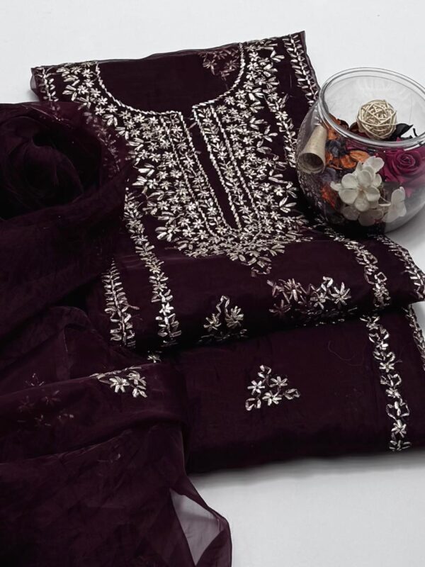 Pure Organza Gota Work 2 Pc Shirt and Dupatta Unstitched - Image 6